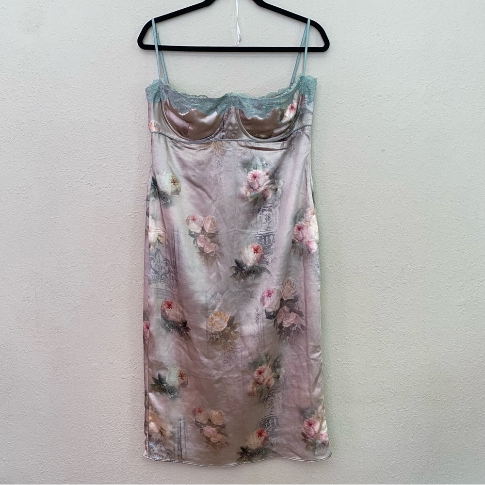 HOUSE OF CB 'Venus' Vintage Floral Midi Dress green corset style NWOT Sz XL A-C‎ - Picture 4 of 16